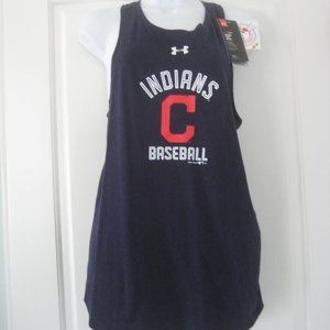 NWT NEW Cleveland Indians Women’s Under Armour Heat Gear Navy Tank Top Medium